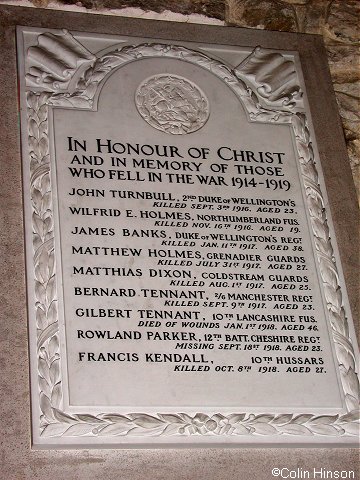 The Memorial Plaque on the church wall inside St. Michael's church.