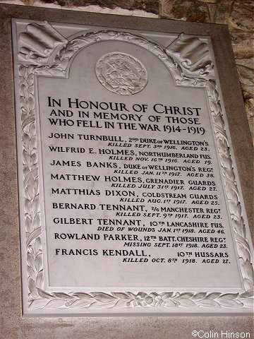 The Memorial plaque on the church wall inside St. Michael's church.