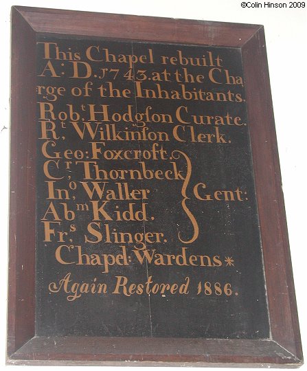 The List of Chapel Wardens in 1743 in St. Mary's Church, Ingleton.
