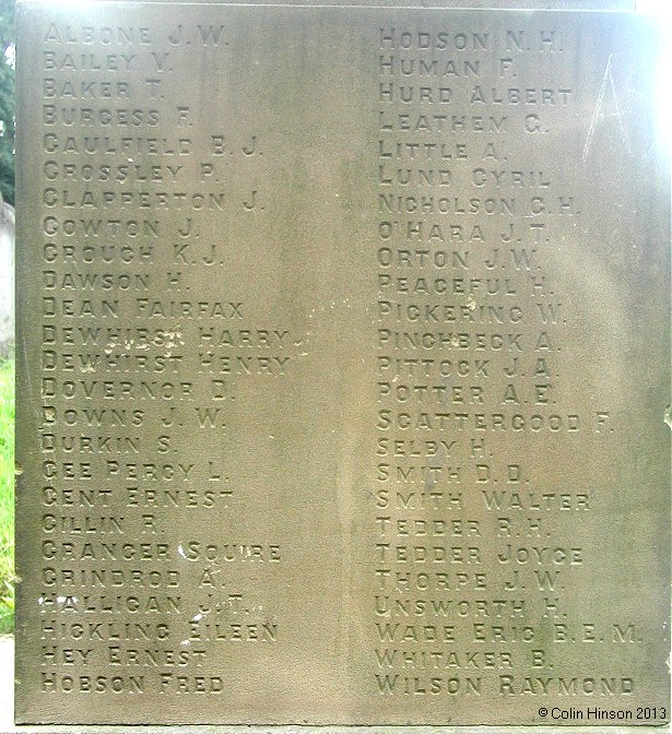 The War Memorial in the churchyard at Ingrow