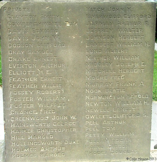 The War Memorial in the churchyard at Ingrow