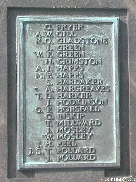 The World Wars I and II War Memorial near the church at Kildwick