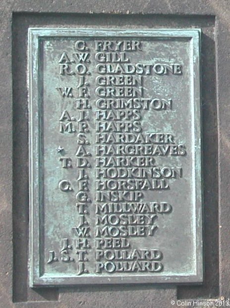 The World Wars I and II memorial near the church at Kildwick