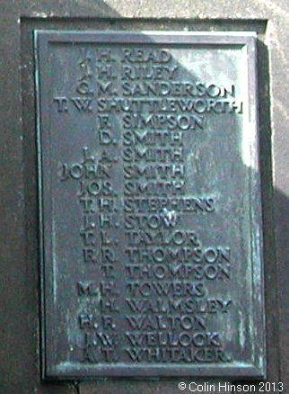 The World Wars I and II War Memorial near the church at Kildwick