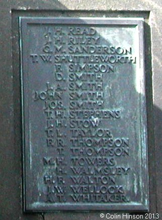 The World Wars I and II memorial near the church at Kildwick