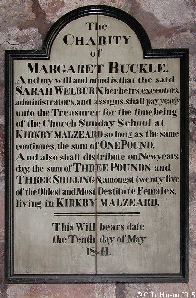 The Charity of Margaret Buckle in St. Andrew's Church, Kirkby Malzeard.