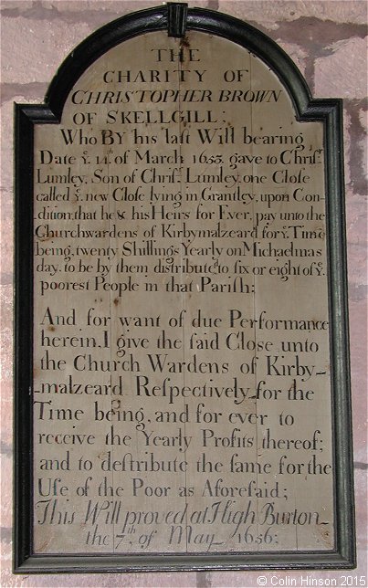 The Charity of Christopher Brown in St. Andrew's Church, Kirkby Malzeard.