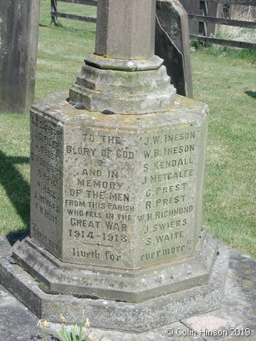 The War Memorial in the Churchyard at Kirkby Malzeard.