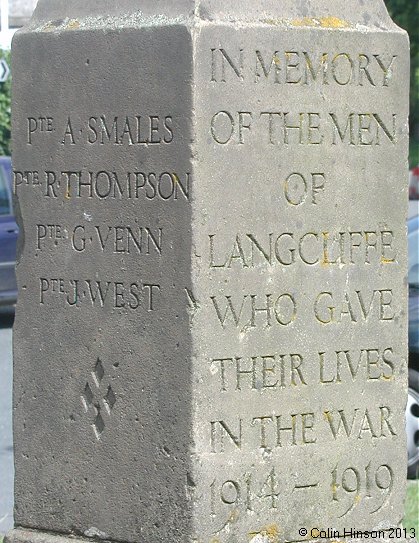 The World wars I and II War Memorial at Langcliffe