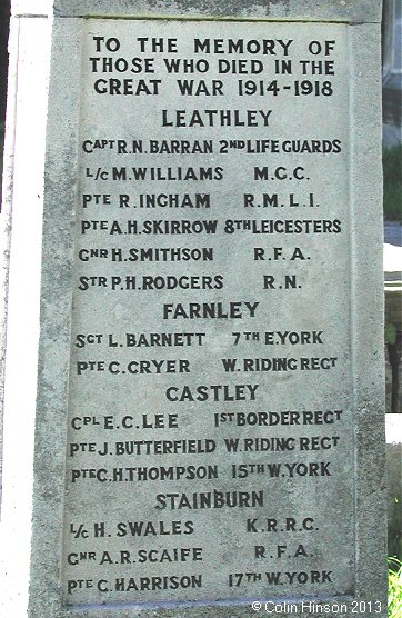 The War Memorial in the Churchyard at Leathley