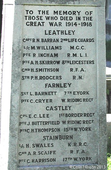 The War memorial in the Churchyard at Leathley