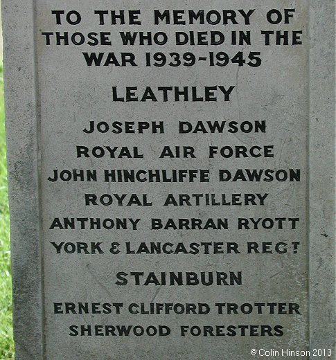 The War memorial in the Churchyard at Leathley