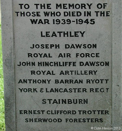 The War Memorial in the Churchyard at Leathley