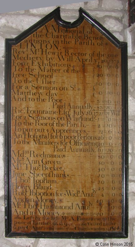 The various donations for St. Michael's Church, Linton in Craven.