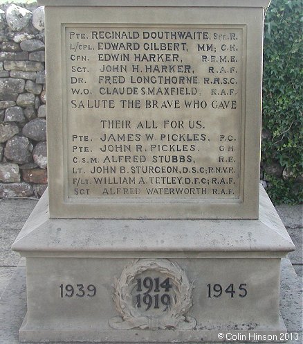 The World wars I and II War Memorial at Linton in Craven