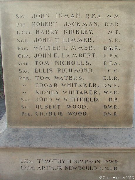 The World wars I and II War Memorial at Linton in Craven