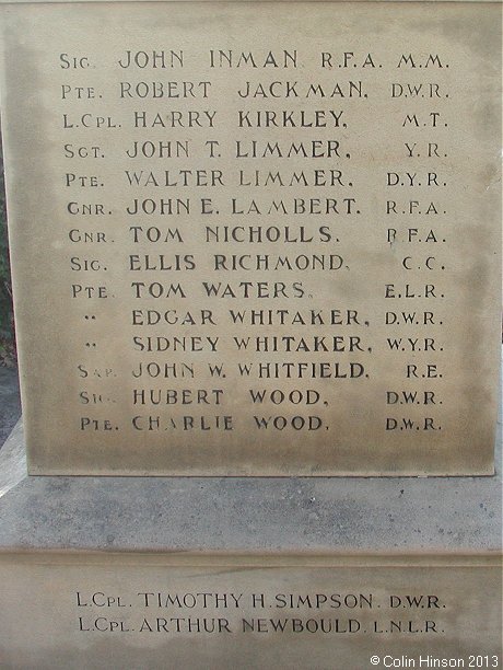 The World wars I and II memorial at Linton in Craven