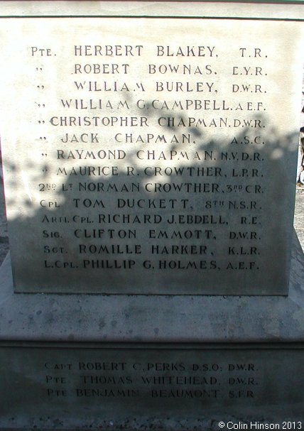 The World wars I and II War Memorial at Linton in Craven