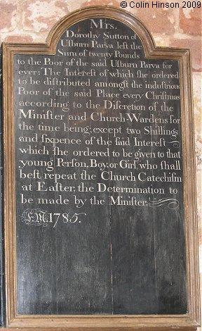 The Dorothy Sutton bequest in Holy Trinity Church, Little Ouseburn.