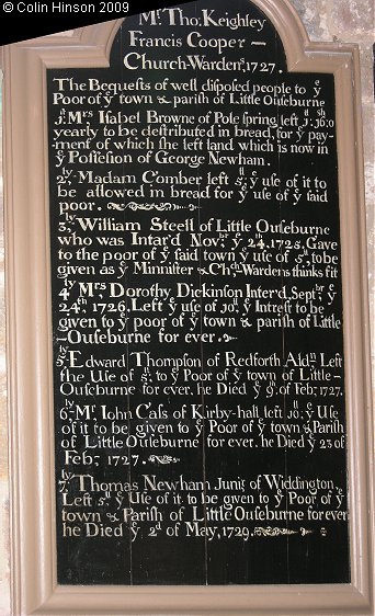 The bequests to the poor (2) in Holy Trinity Church, Little Ouseburn.