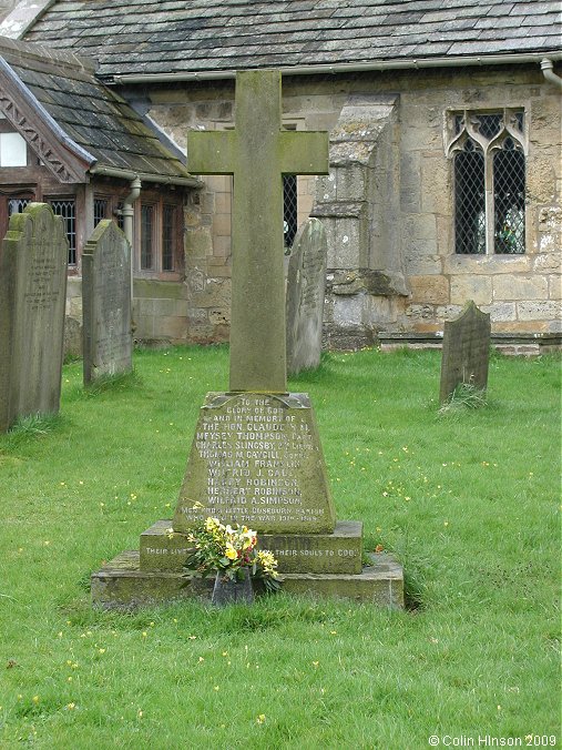 The World War I memorial in the churchyard at Little Ouseburn.