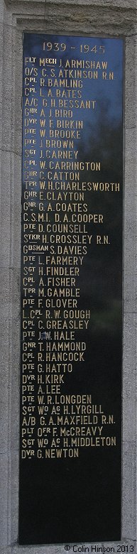 The War Memorial to the dead of Moorthorpe and South Elmsall in the two World Wars.