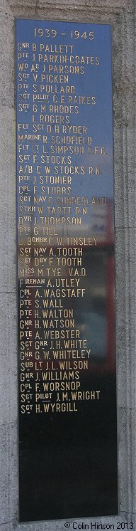 The War Memorial to the dead of Moorthorpe and South Elmsall in the two World Wars.