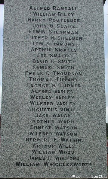 The World Wars I and II memorial at Rothwell