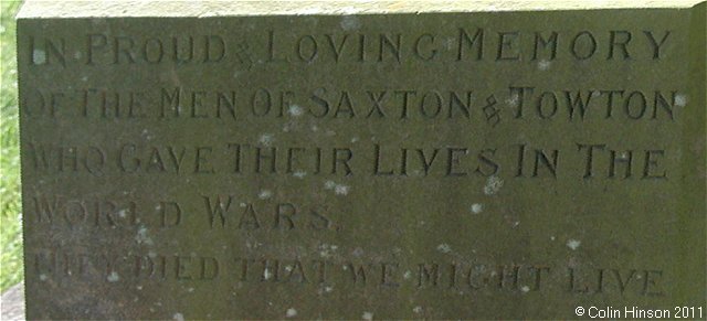 The War Memorial in All Saint's Churchyard, Saxton.