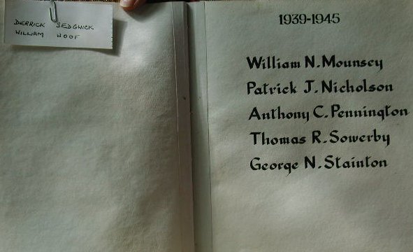 The World War I and II Memorial book, in St. Andrew's Church, Sedbergh.