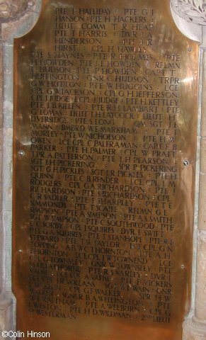 The War Memorial Plaques in Selby Abbey.
