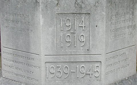 The World War I War Memorial in the churchyard at Shadwell.