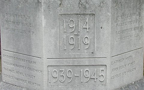 The World War I memorial in the churchyard at Shadwell.