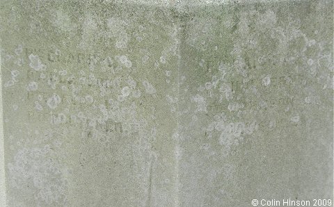 The World War I memorial in the churchyard at Shadwell.