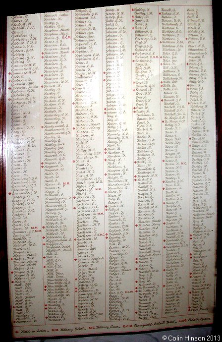 The World War I Memorial plaque in St. Mary's Church