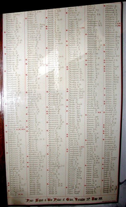 The World War I Memorial plaque in St. Mary's Church