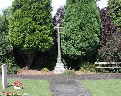 The World Wars I and II War Memorial in the churchyard at Sicklinghall.