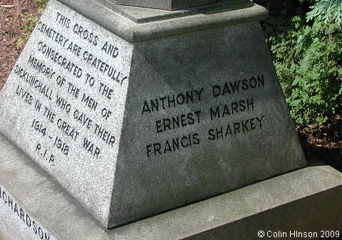 The World Wars I and II memorial in the churchyard at Sicklinghall.