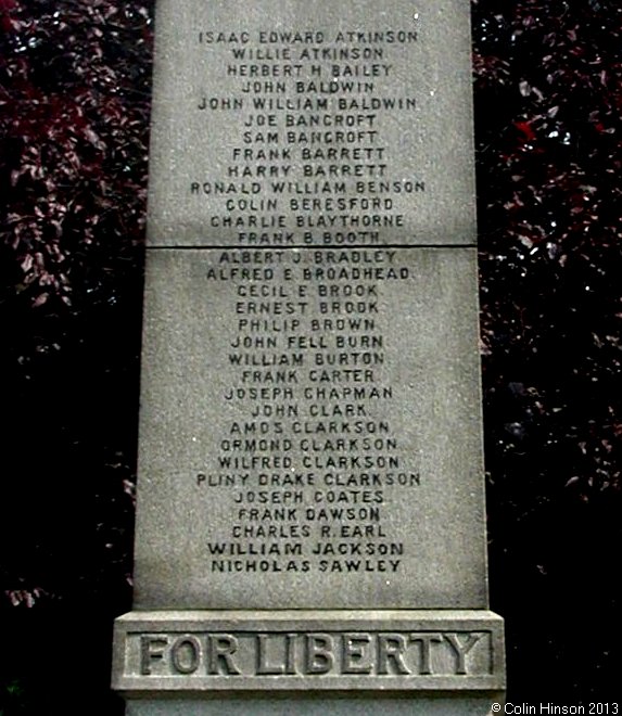 The World Wars I and II memorial at Silsden