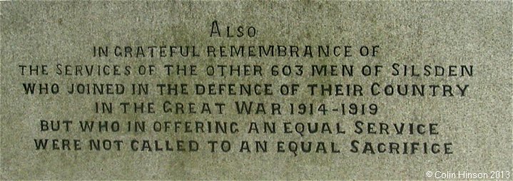 The World Wars I and II memorial at Silsden