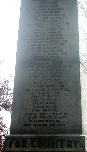 The World Wars I and II memorial at Silsden