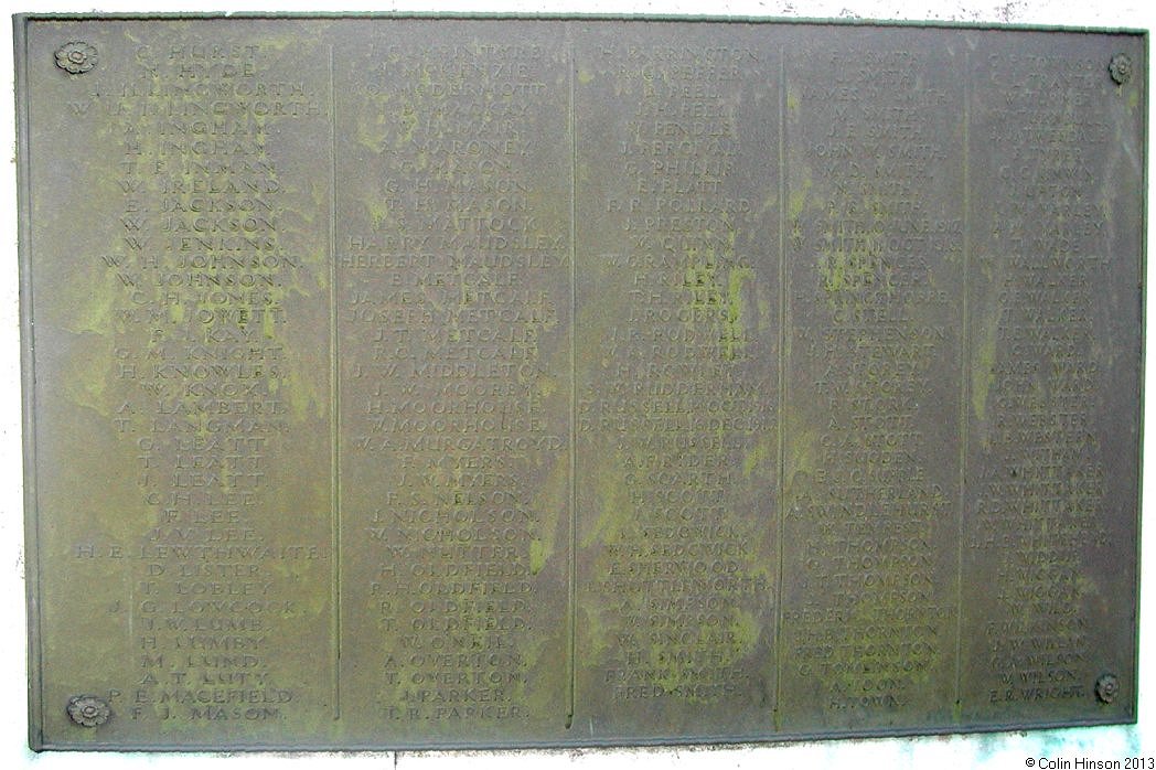 The World Wars I and II memorial near the church at Skipton