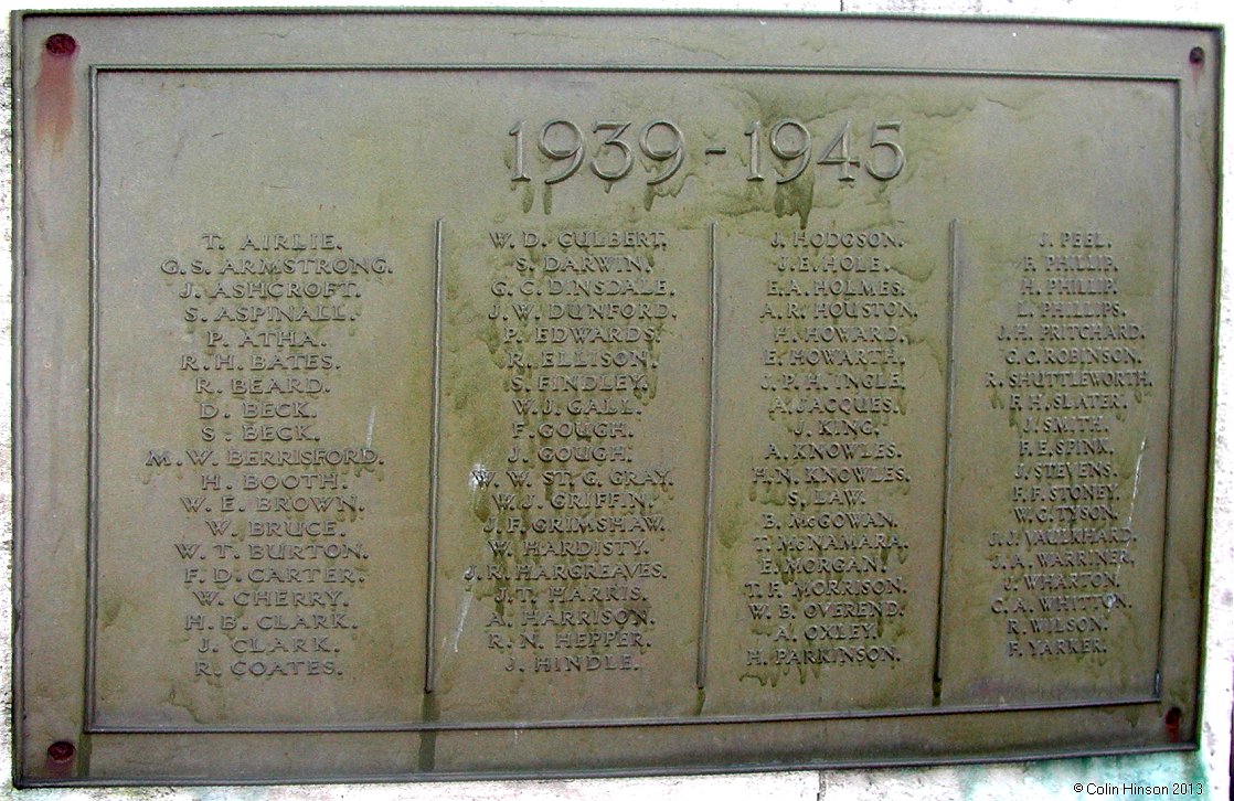 The World Wars I and II memorial near the church at Skipton