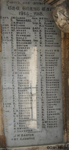 The War Memorial plaques etc. in the Lych gate, St. James' Church, South Anston.