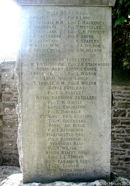 The World War I War Memorial at Stainforth
