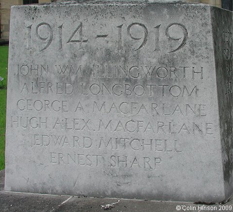 The World War I War Memorial in the churchyard at Swillington.