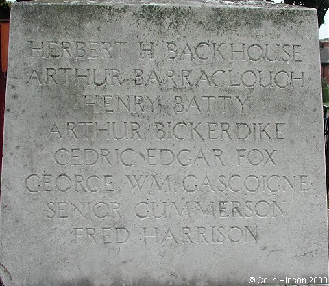 The World War I War Memorial in the churchyard at Swillington.