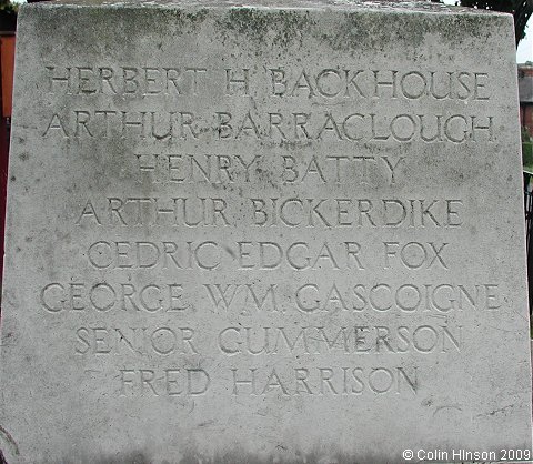 The World War I memorial in the churchyard at Swillington.