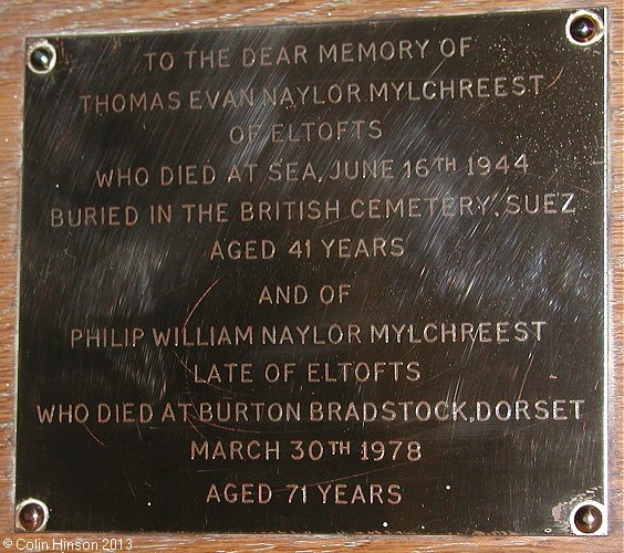 The Mylchreest Monumental plaque in St. Peter's church, Thorner
