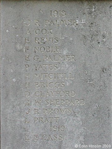 The World War I and II War Memorial in the churchyard at Thorner.